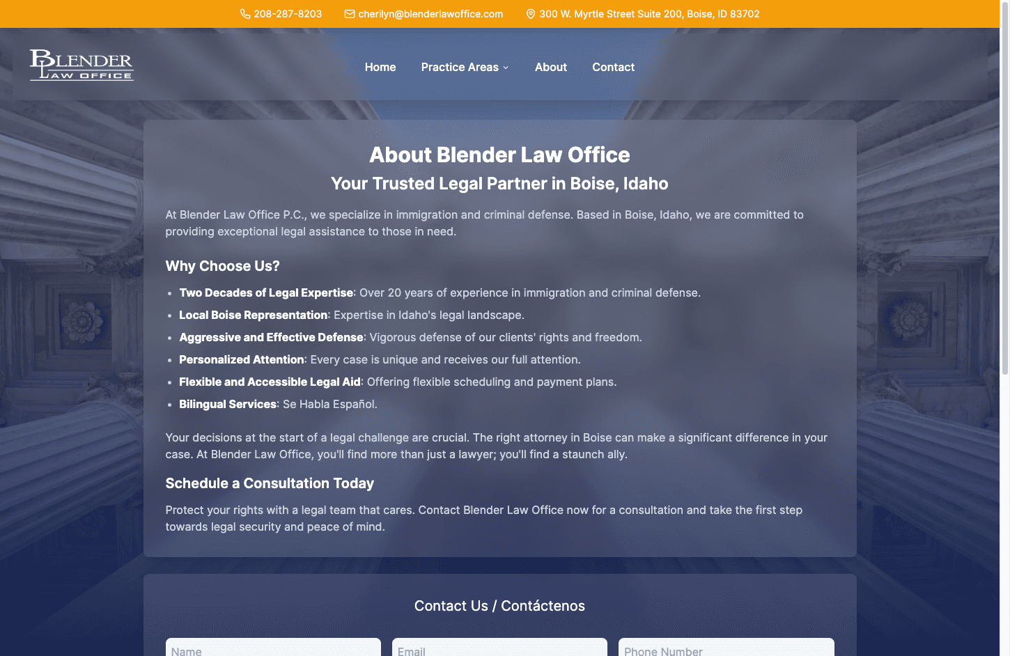 Blender Law Office website built by SuperlativeSites
