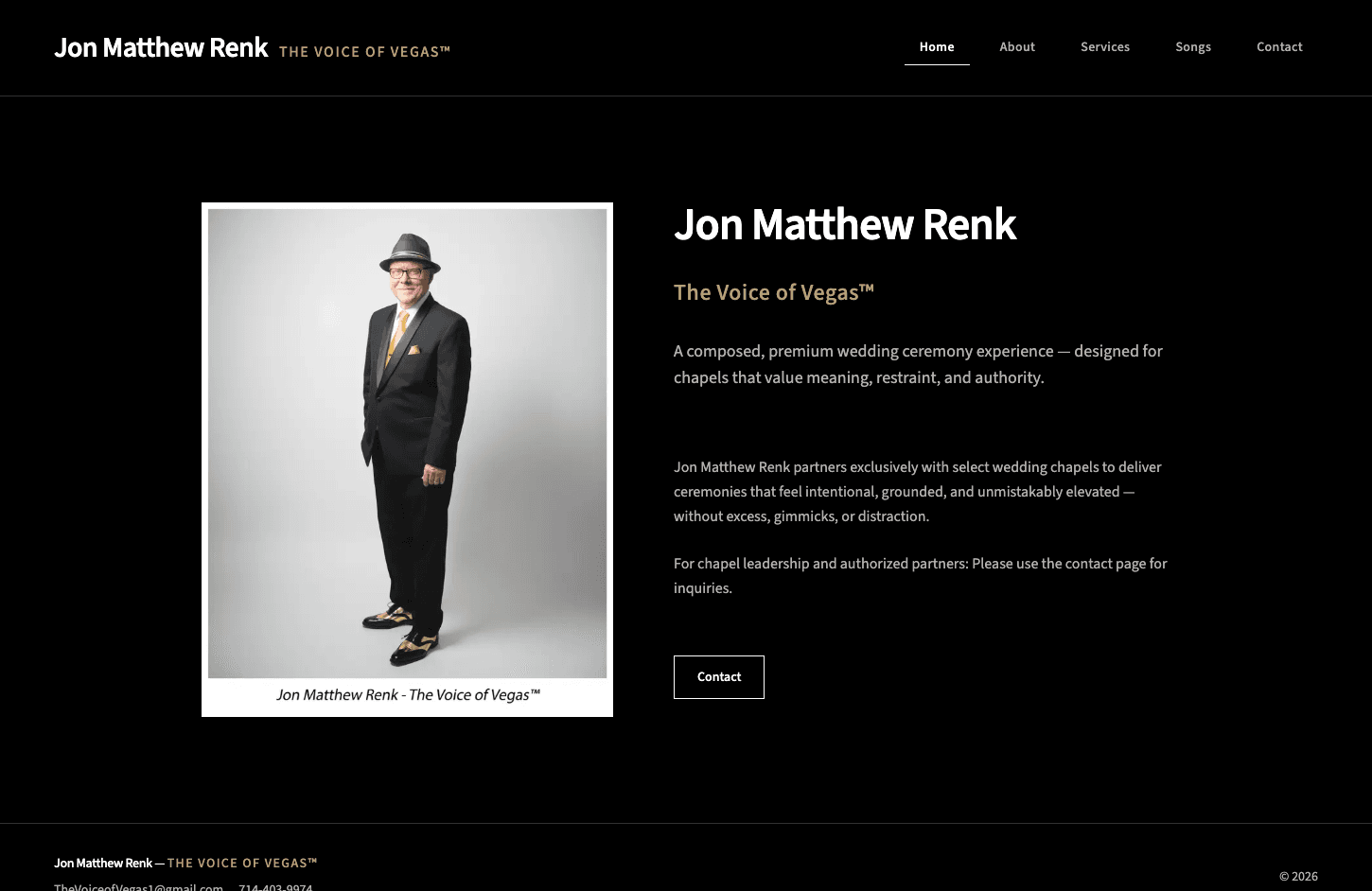 The Voice of Vegas website built by SuperlativeSites