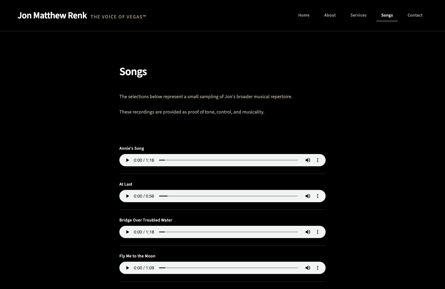 The Voice of Vegas website built by SuperlativeSites